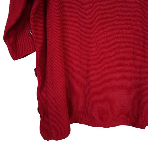 Chico's Women's L Chico's 2 Red Half Sleeve Red Button-Detail Sweater - Picture 6 of 9